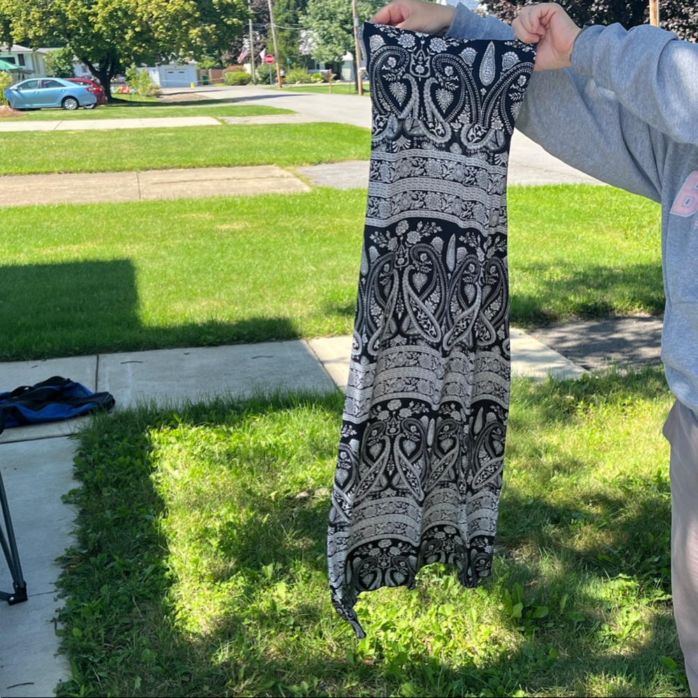 Black and White Paisley Maxi Skirt